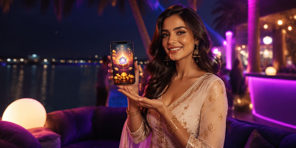 Indian woman playing casino games on mobile in traditional kurti